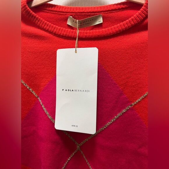 paola bernardi Argyle Sweater Geometric Pattern Pullover Knitwear size S NWT$489 - Picture 5 of 5